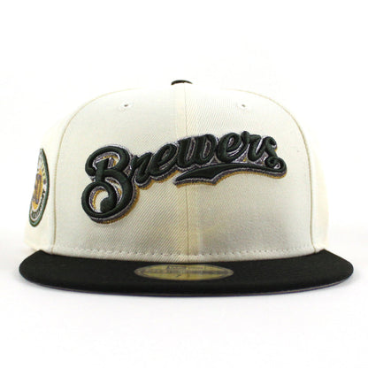 Milwaukee Brewers 50th New Era 59Fifty Fitted Hat (Chrome White Black and Gray Under Brim)