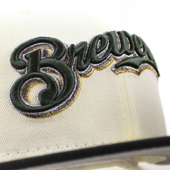 Milwaukee Brewers 50th New Era 59Fifty Fitted Hat (Chrome White Black and Gray Under Brim)