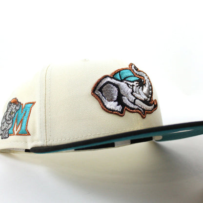 MODESTO AS ELEPHANT M HOMETOWN COLLECTION New Era 59Fifty Fitted Hat (CHROME WHITE BLACK AQUA Under Brim)