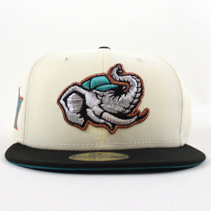 MODESTO AS ELEPHANT M HOMETOWN COLLECTION New Era 59Fifty Fitted Hat (CHROME WHITE BLACK AQUA Under Brim)