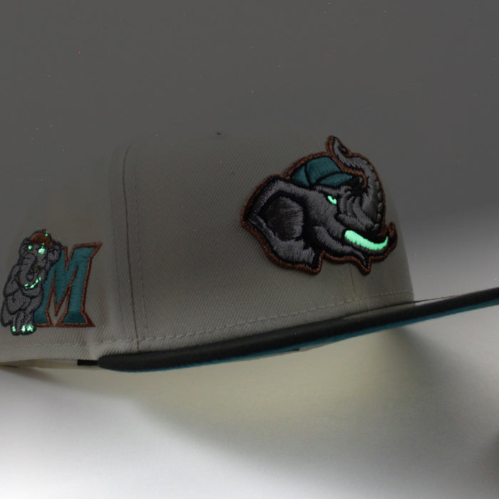 MODESTO AS ELEPHANT M HOMETOWN COLLECTION New Era 59Fifty Fitted Hat (CHROME WHITE BLACK AQUA Under Brim)
