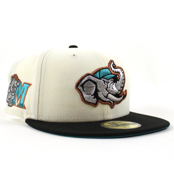 MODESTO AS ELEPHANT M HOMETOWN COLLECTION New Era 59Fifty Fitted Hat (CHROME WHITE BLACK AQUA Under Brim)