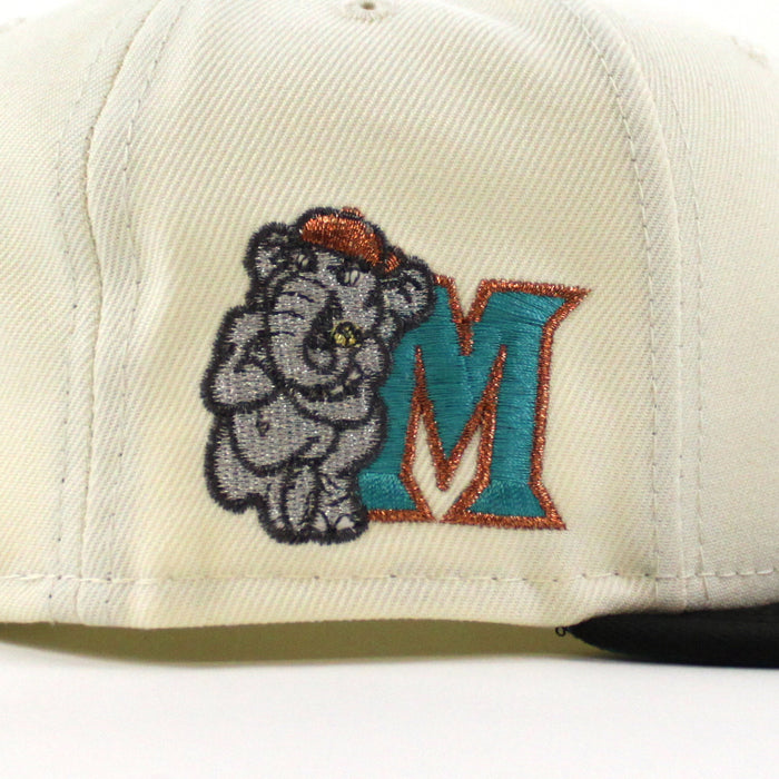 MODESTO AS ELEPHANT M HOMETOWN COLLECTION New Era 59Fifty Fitted Hat (CHROME WHITE BLACK AQUA Under Brim)