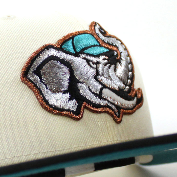 MODESTO AS ELEPHANT M HOMETOWN COLLECTION New Era 59Fifty Fitted Hat (CHROME WHITE BLACK AQUA Under Brim)