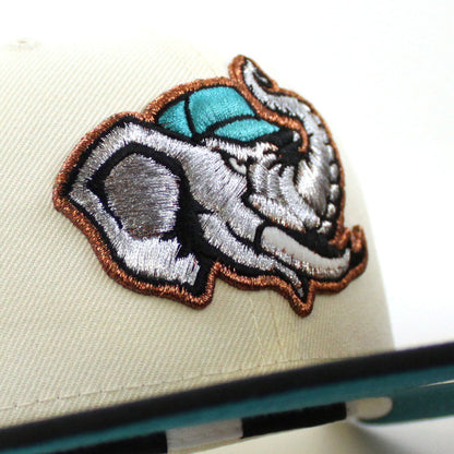 MODESTO AS ELEPHANT M HOMETOWN COLLECTION New Era 59Fifty Fitted Hat (CHROME WHITE BLACK AQUA Under Brim)