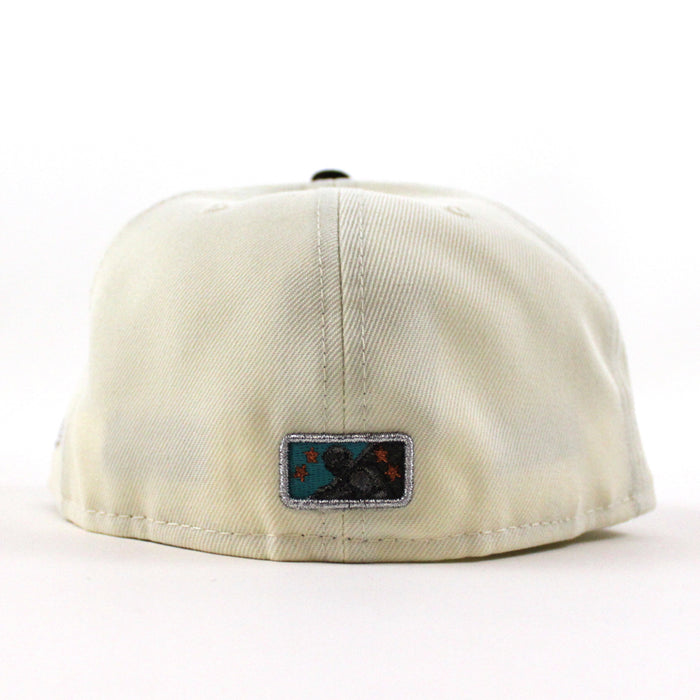 MODESTO AS ELEPHANT M HOMETOWN COLLECTION New Era 59Fifty Fitted Hat (CHROME WHITE BLACK AQUA Under Brim)