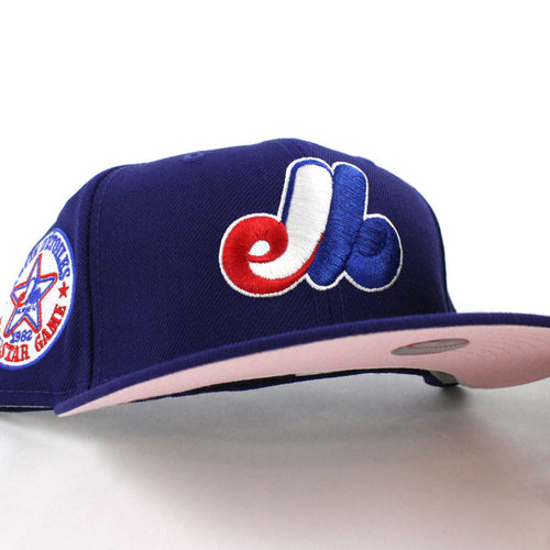 Montreal Expos 1982 All Star Game New Era Fitted 59Fifty Hat (Blue PINK Under Brim)