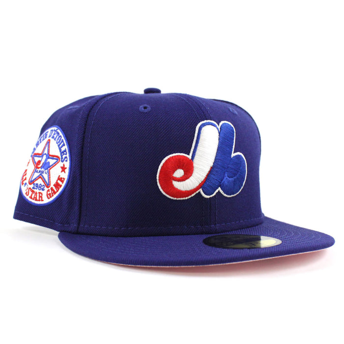Montreal Expos 1982 All Star Game New Era Fitted 59Fifty Hat (Blue PINK Under Brim)
