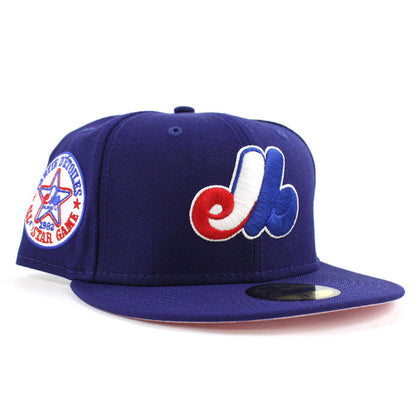 Montreal Expos 1982 All Star Game New Era Fitted 59Fifty Hat (Blue PINK Under Brim)