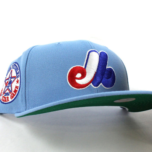 Montreal Expos 1982 All-Star Game New Era Fitted 59Fifty Hat (Sky Blue Green Under Brim)