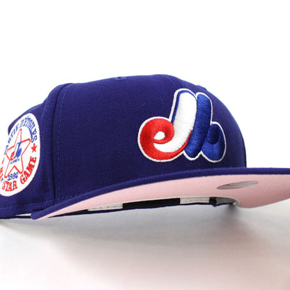 Montreal Expos 1982 All-Star Game Pink Patch New Era Fitted 59Fifty Hat (Blue Pink Under Brim)