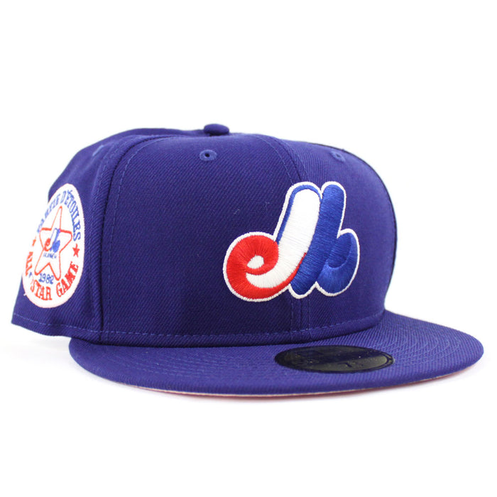 Montreal Expos 1982 All-Star Game Pink Patch New Era Fitted 59Fifty Hat (Blue Pink Under Brim)