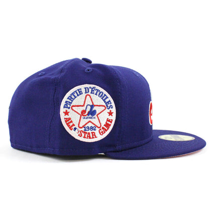 Montreal Expos 1982 All-Star Game Pink Patch New Era Fitted 59Fifty Hat (Blue Pink Under Brim)