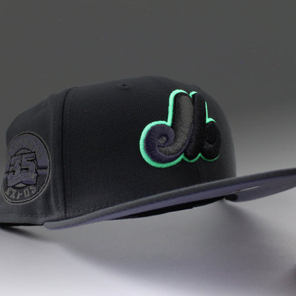 Montreal Expos 35th Anniversary New Era Fitted 59Fifty Hat (GITD Storm Gray Lavender Under Brim)