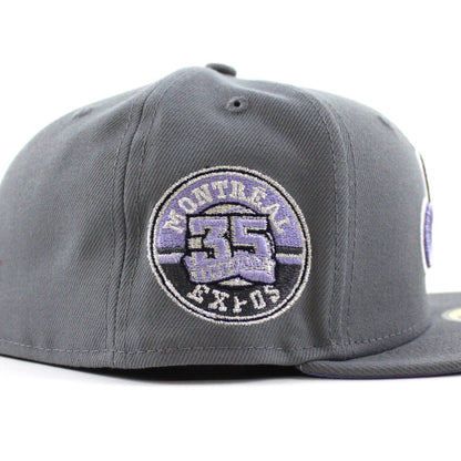 Montreal Expos 35th Anniversary New Era Fitted 59Fifty Hat (GITD Storm Gray Lavender Under Brim)