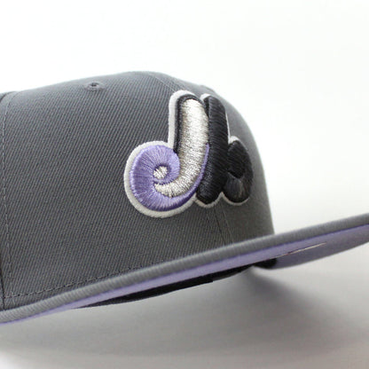 Montreal Expos 35th Anniversary New Era Fitted 59Fifty Hat (GITD Storm Gray Lavender Under Brim)