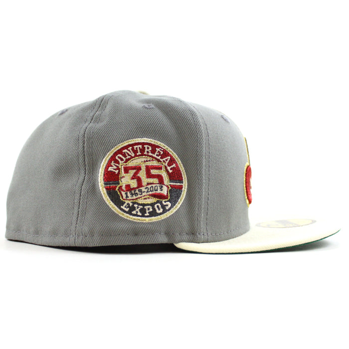 Montreal Expos 35th Anniversary New Era Fitted 59Fifty Hat (Misty Morning Chrome White Green Under Brim)
