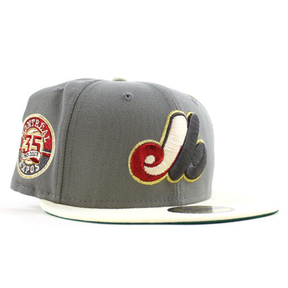 Montreal Expos 35th Anniversary New Era Fitted 59Fifty Hat (Misty Morning Chrome White Green Under Brim)