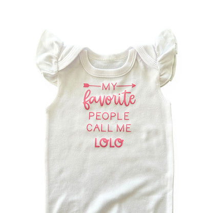 My Favorite People Call Me, Custom Flutter Sleeve White Bodysuit