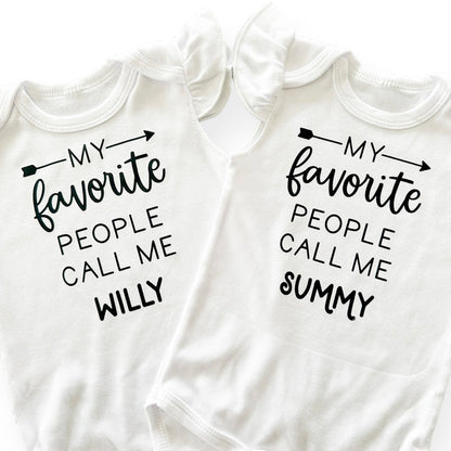 My Favorite People Call Me, Custom Flutter Sleeve White Bodysuit
