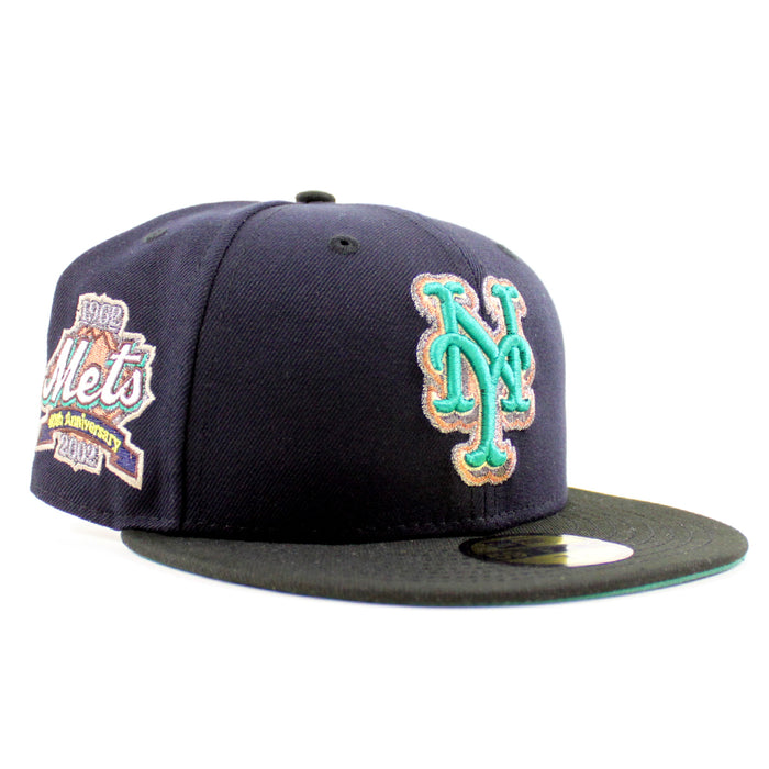 New York Mets 1962 METS 40TH ANNIVERSARY  New Era 59Fifty Fitted Hat (Navy Black Emerald Under Brim)