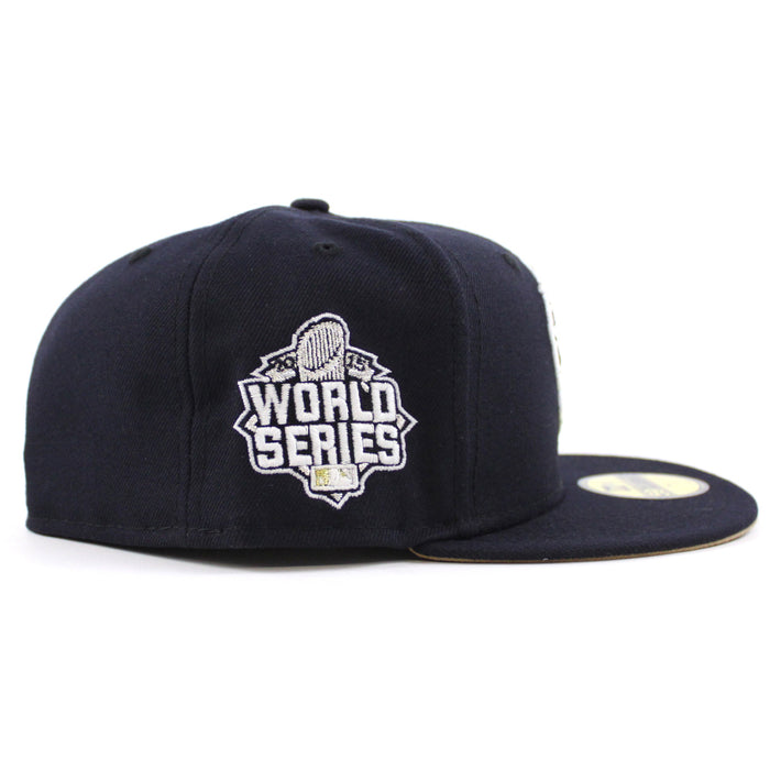 New York Mets 2015 World Series New Era 59Fifty Fitted Hat (GITD Navy Blue Khaki Under Brim)