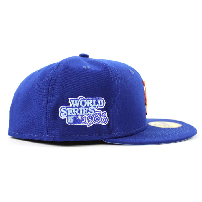New York Mets COMIC CLOUD 1986 World Series New Era 59Fifty Fitted Hat (Team Color Sky Blue UnderBrim)
