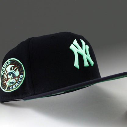 New York Yankees 1949 World Series Yankee Stadium New Era 59Fifty Fitted Hat (GITD Navy Green Under Brim)