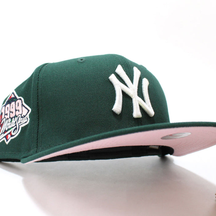 New York Yankees 1999 World Series New Era 59Fifty Fitted Hat (Dark Green Pink Under Brim)