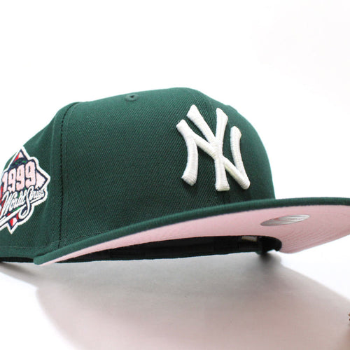 New York Yankees 1999 World Series New Era 59Fifty Fitted Hat (Dark Green Pink Under Brim)