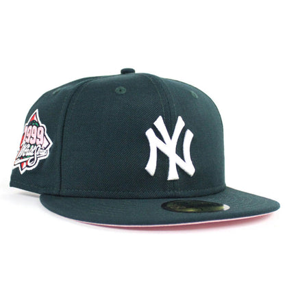 New York Yankees 1999 World Series New Era 59Fifty Fitted Hat (Dark Green Pink Under Brim)