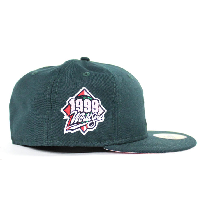 New York Yankees 1999 World Series New Era 59Fifty Fitted Hat (Dark Green Pink Under Brim)