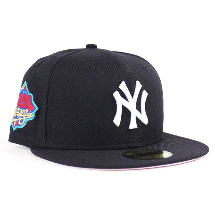 New York Yankees 1999 World Series New Era 59Fifty Fitted Hat (Navy Pink Under Brim)
