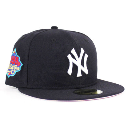 New York Yankees 1999 World Series New Era 59Fifty Fitted Hat (Navy Pink Under Brim)