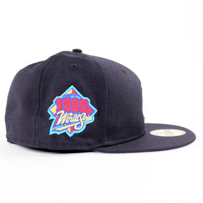 New York Yankees 1999 World Series New Era 59Fifty Fitted Hat (Navy Pink Under Brim)