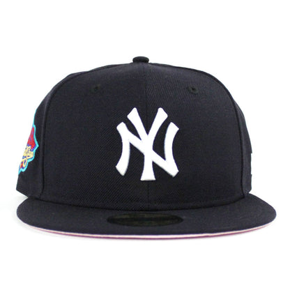 New York Yankees 1999 World Series New Era 59Fifty Fitted Hat (Navy Pink Under Brim)
