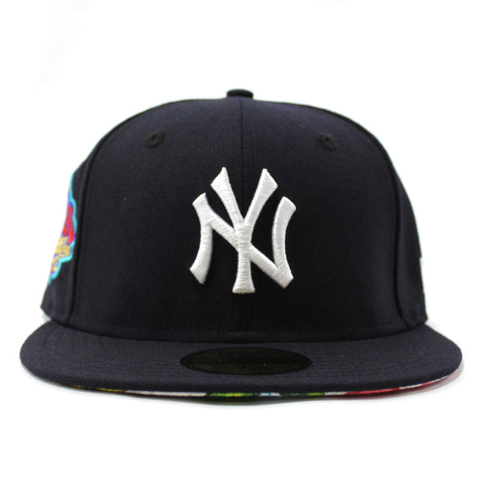 New York Yankees 1999 World Series New Era 59Fifty Fitted Hat V2 (Navy Floral Under Brim)
