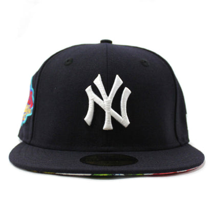 New York Yankees 1999 World Series New Era 59Fifty Fitted Hat V2 (Navy Floral Under Brim)