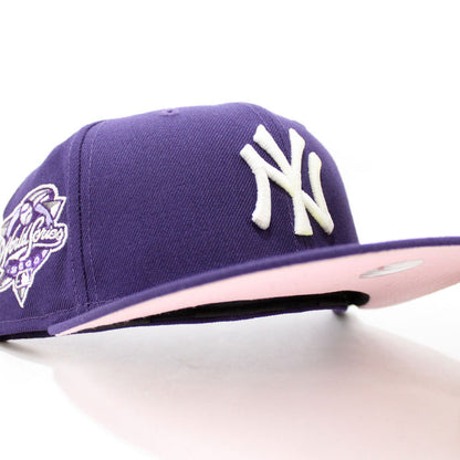 New York Yankees 2000 World Series New Era 59Fifty Fitted Hat (Glow in the Dark Purple Pink Under Brim)