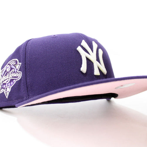 New York Yankees 2000 World Series New Era 59Fifty Fitted Hat (Glow in the Dark Purple Pink Under Brim)