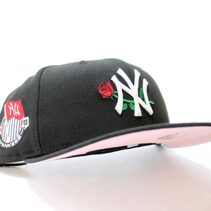 New York Yankees Rose 27 World Championships 59Fifty New Era Fitted Hat (Black Pink Under Brim)