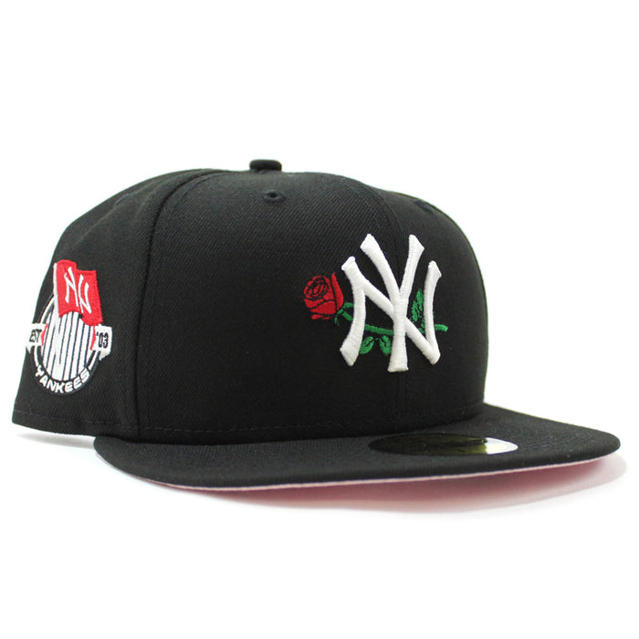 New York Yankees Rose 27 World Championships 59Fifty New Era Fitted Hat (Black Pink Under Brim)