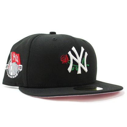 New York Yankees Rose 27 World Championships 59Fifty New Era Fitted Hat (Black Pink Under Brim)