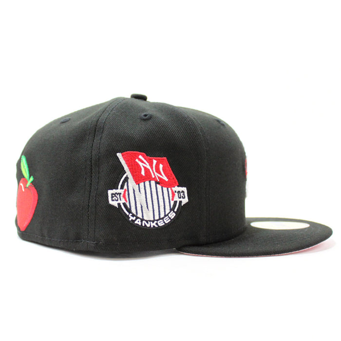 New York Yankees Rose 27 World Championships 59Fifty New Era Fitted Hat (Black Pink Under Brim)