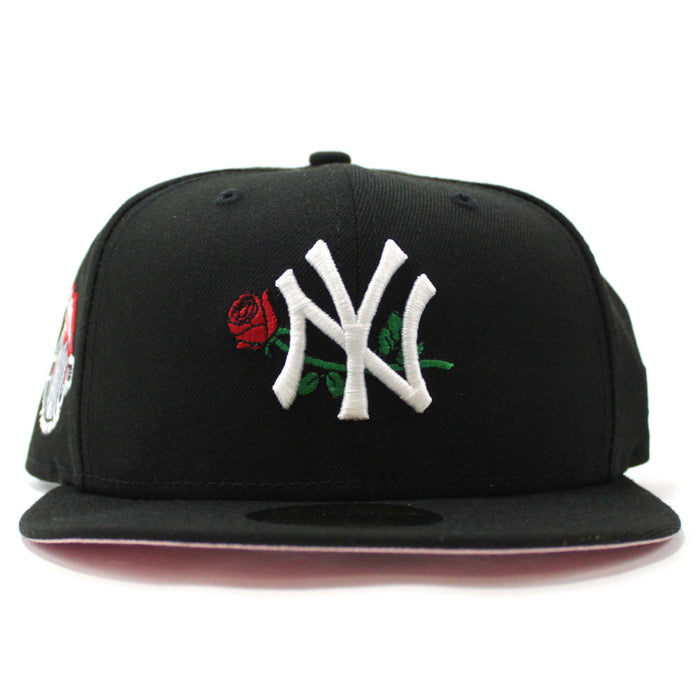 New York Yankees Rose 27 World Championships 59Fifty New Era Fitted Hat (Black Pink Under Brim)