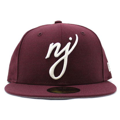 NJ Script New Era 59Fifty Fitted Hat (Glow in the Dark Maroon Gray Under Brim)