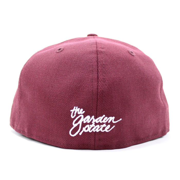 NJ Script New Era 59Fifty Fitted Hat (Glow in the Dark Maroon Gray Under Brim)