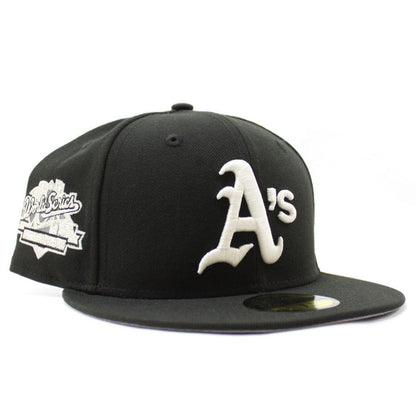 Oakland Athletics 1989 Battle of the Bay World Series New Era 59Fifty Fitted Hat (Glow in the Dark Black Gray Under Brim)