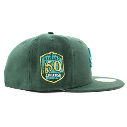 Oakland Athletics 50th Anniversary New Era 59Fifty Fitted Hat (Green Khaki Underbrim)