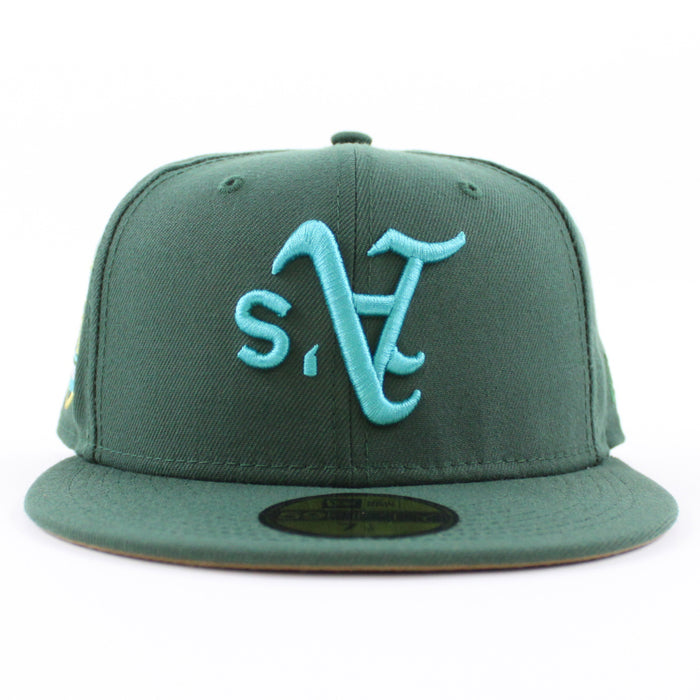 Oakland Athletics 50th Anniversary New Era 59Fifty Fitted Hat (Green Khaki Underbrim)